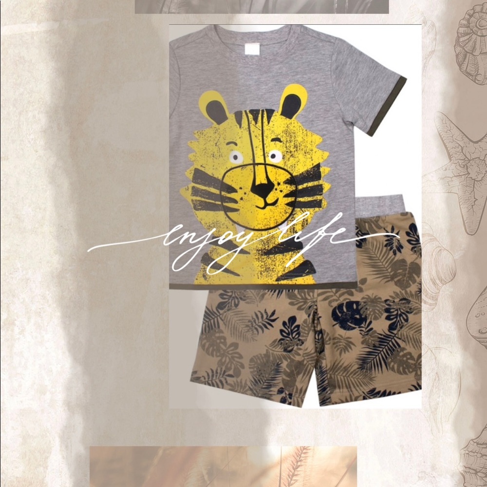 Little Rebels Tiger Tee & Printed Shorts Set